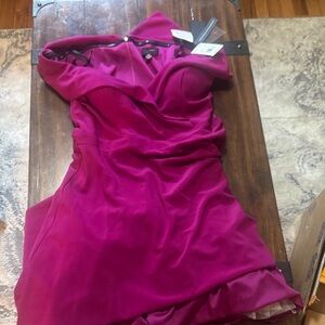 Aqua One Shoulder Fuchsia Dress